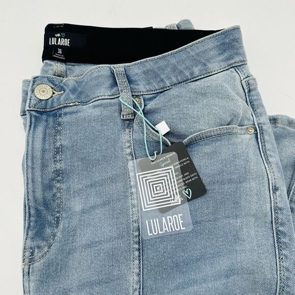 Lularoe Seamed Jeans High Rise Straight Leg Stretch Light Wash Womens Sz 36 NWT - Picture 3 of 10
